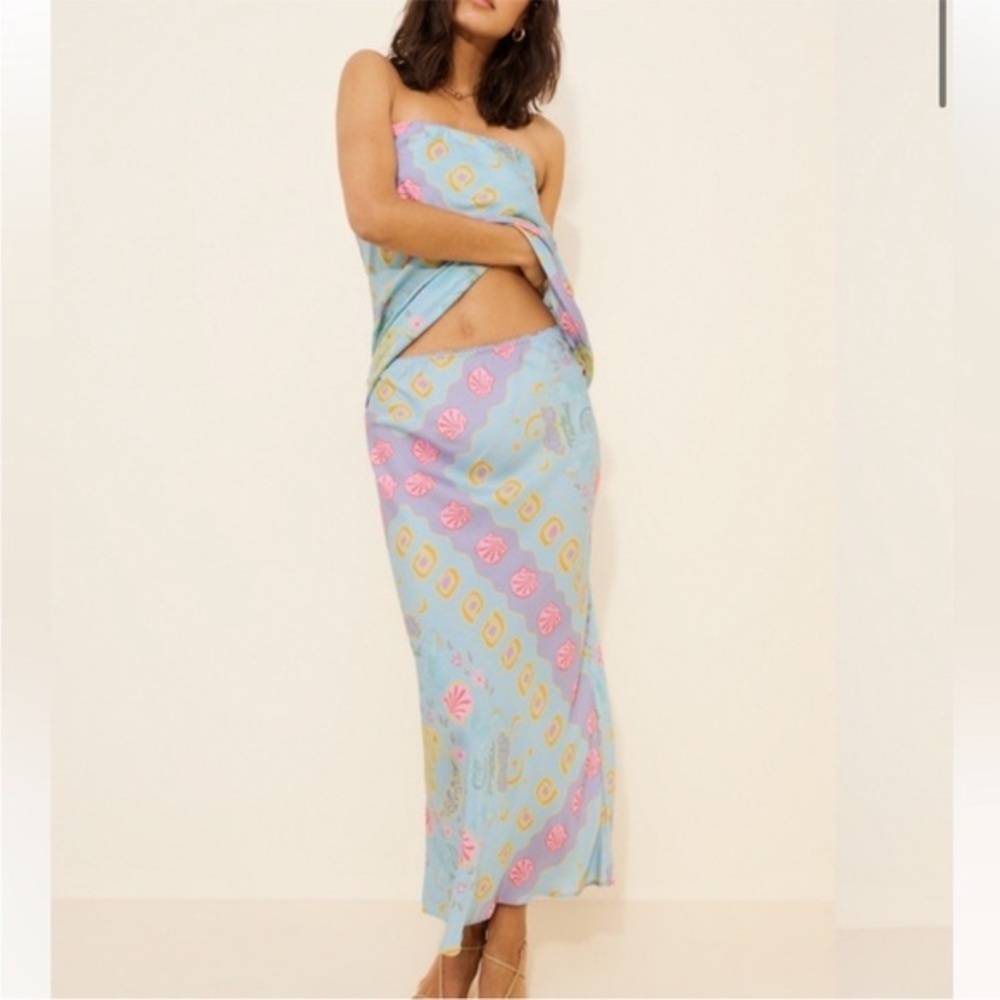Spell Skirt Aquarius Bias Maxi in Blue Mermaid Sea Shell